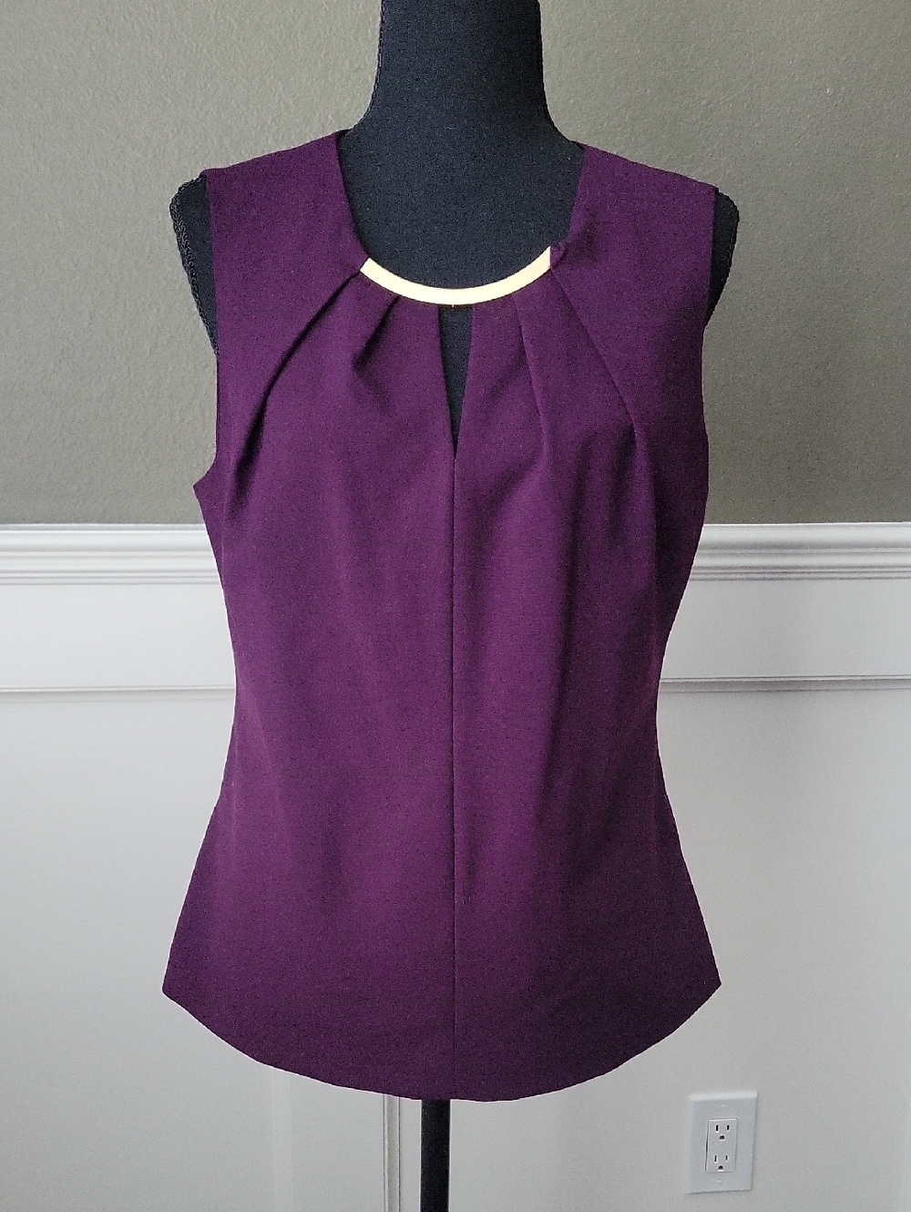 Calvin Klein Purple Sleeveless Top with Gold Neck Bar